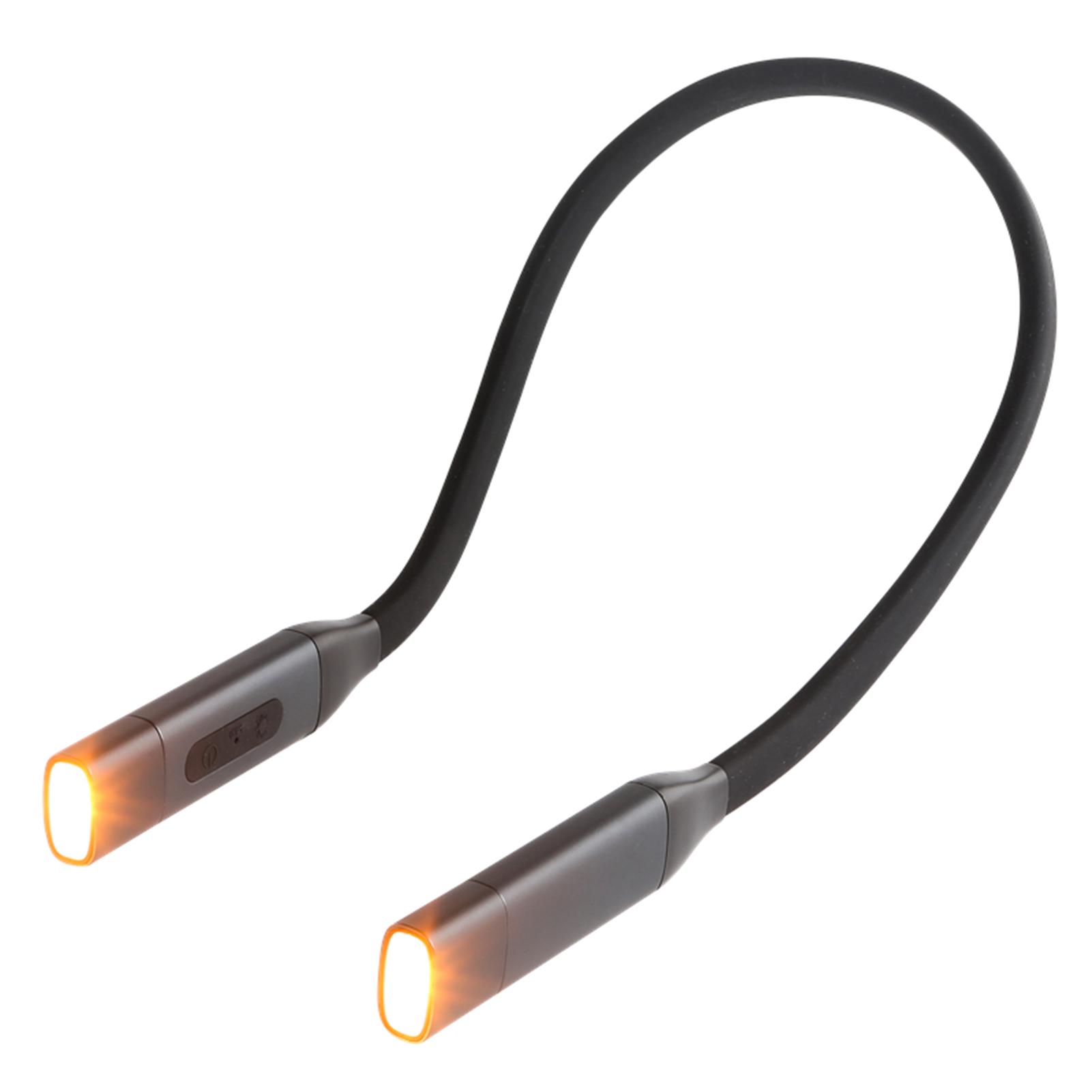 LED Neck Reading Light USB Rechargeable Book Light Bendable Silicone Arm Hand-Free 3 Colors Mode Stepless Dimming