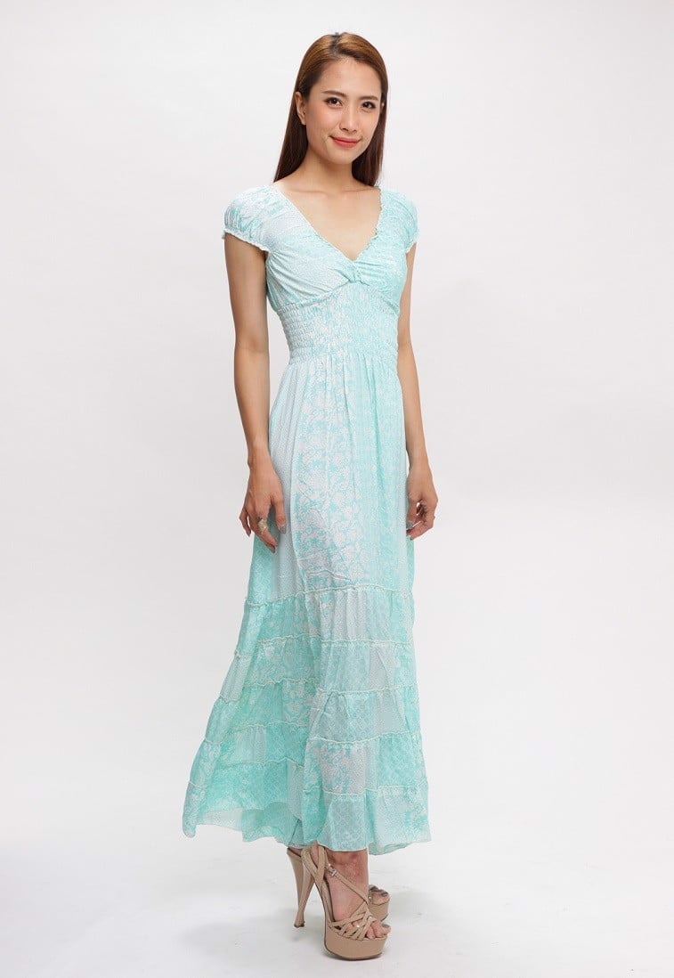 Đầm Maxi Cổ V Luna Llena LN174BL125-GR