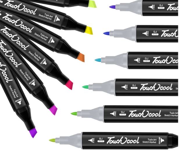 BÚT MÀU MARKER TOUCHCOOL TÚI VẢI CÓ ĐẾ - ĐỦ BỘ 30/40/48/60/80 MÀU, VẼ ANIME PHONG CẢNH - HÀNG CHÍNH HÃNG