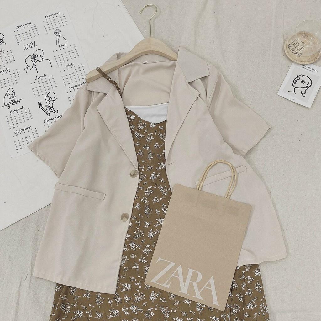Set Đồ Nữ Đầm Nữ Hai Dây Phối Áo Blazer Thiết Kế Đơn Giản Màu Cơ Bản Siêu Xinh Phù Hợp Đi Chơi.