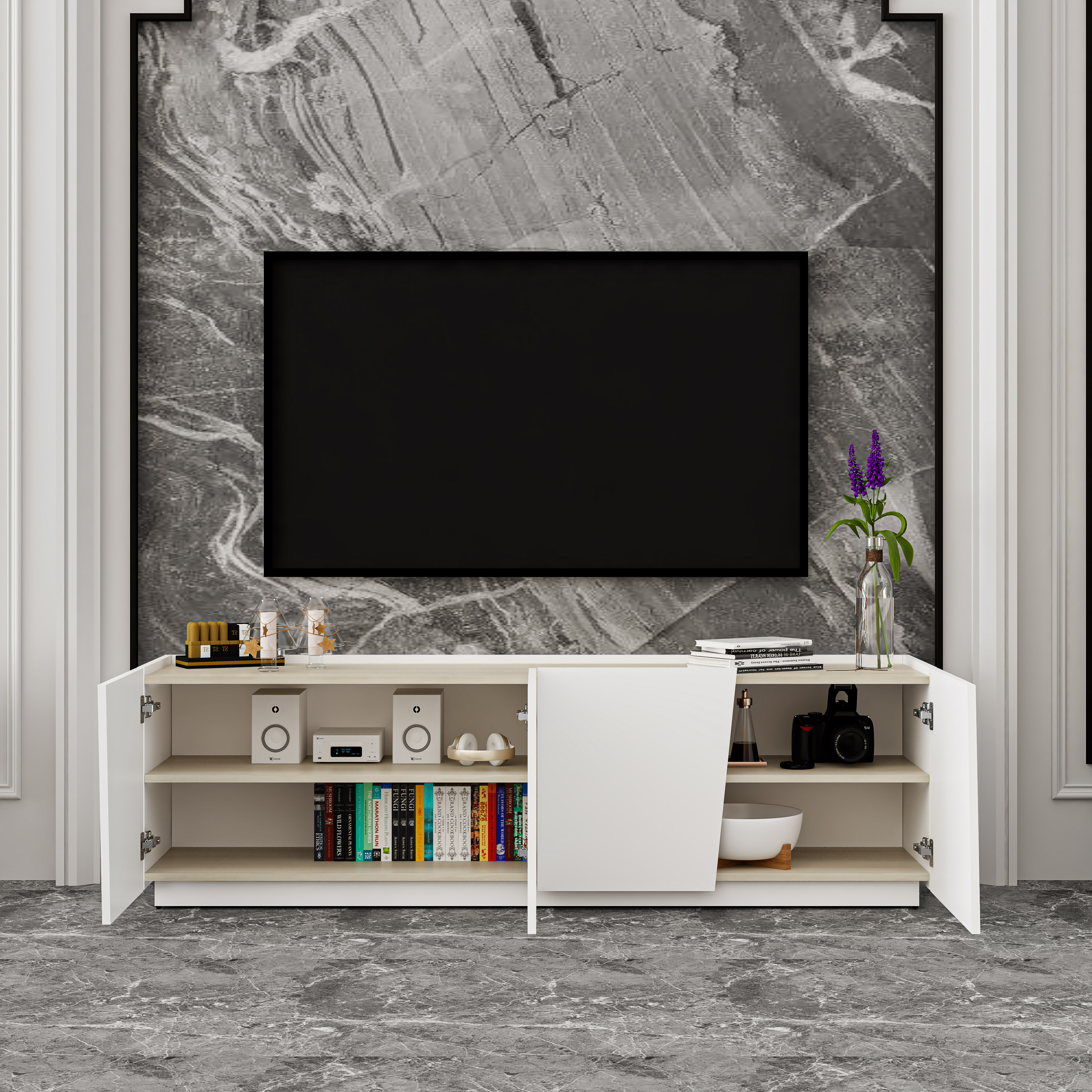 VIGGO, Kệ TV 4 cửa mở, 180cm x 40cm x 54cm , KTV_047