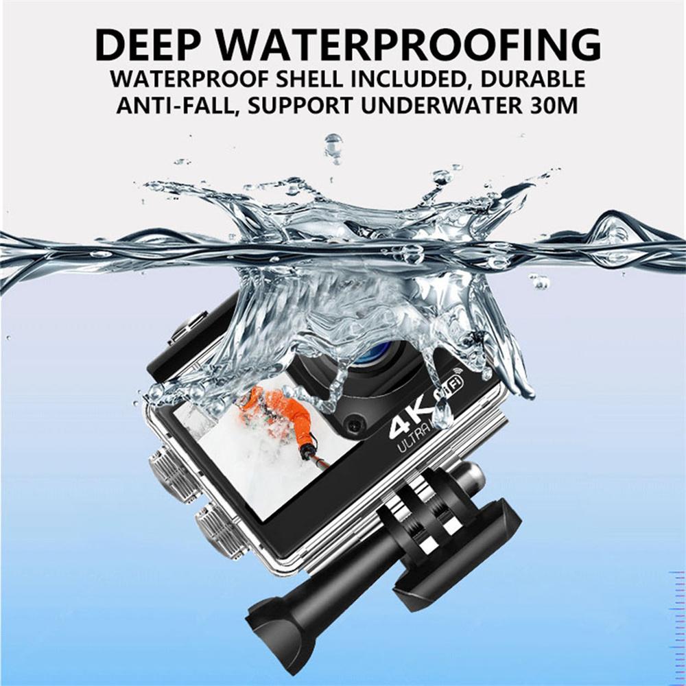 Camera hành động 4K Ultra HD Double 2.0 '' IPS LCD WiFi 16MP 30M Go Waterproof Pro Sport DV Máy ảnh video mũ bảo hiểm với điều khiển từ xa