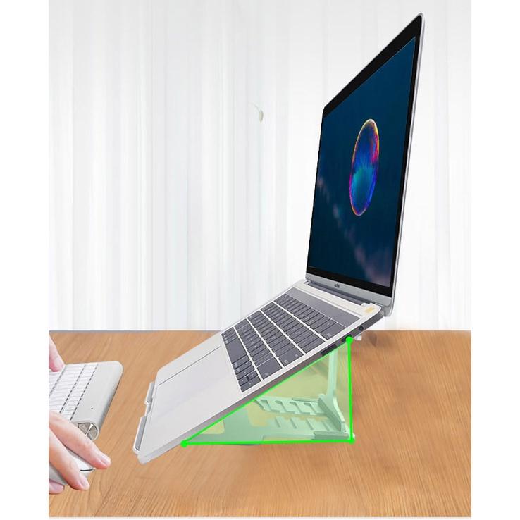 Giá đỡ laptop nhôm tản nhiệt có thể gấp gọn kích thước lớn, 5 mức điều chỉnh.