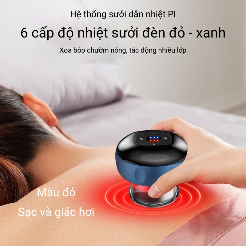 Máy Giác Hơi Thông minh, Màn Hình Led ,Cạo Gió Bằng Điện Có 6 Tốc Độ Điều Chỉnh, Giảm Mệt Mỏi Căng Thẳng, Sạc Type C