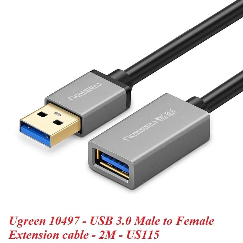 Ugreen UG10497US115TK 2M màu Đen Cáp tín hiệu nối dài USB 3.0 dáng dây nhỏ cao cấp - HÀNG CHÍNH HÃNG