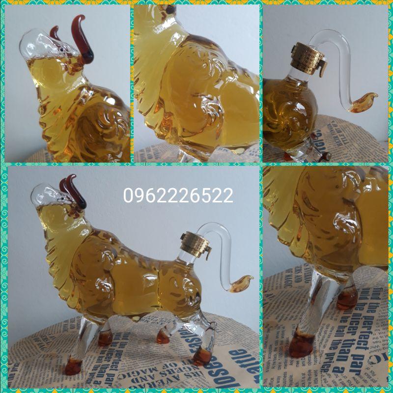 Vỏ chai thủy tinh đựng ruou 1 lít cao cấp mẫu CON TRÂU – Quà tân gia, sinh nhật, biếu lễ tết