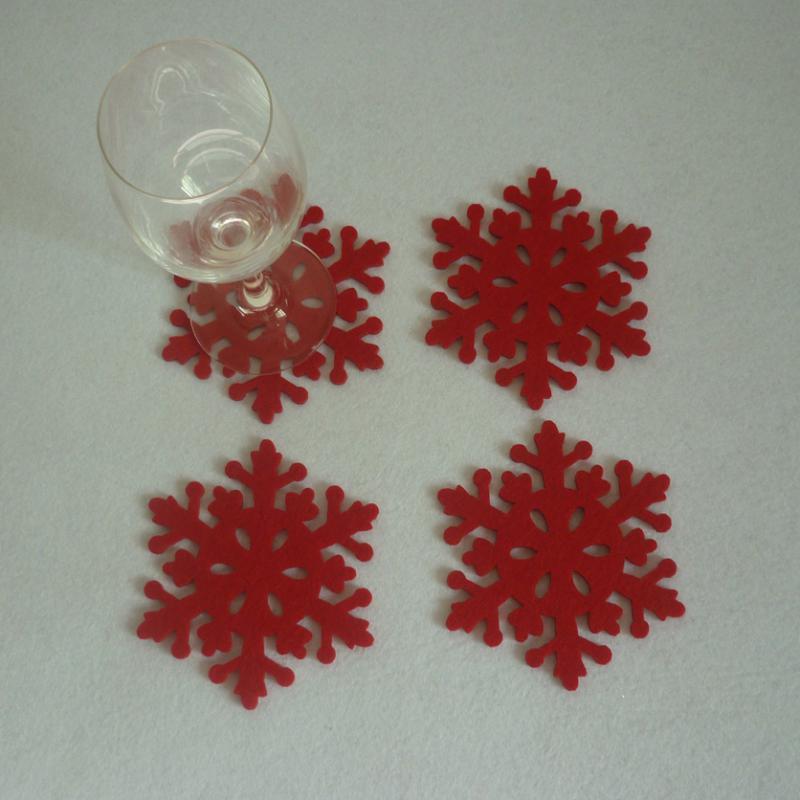 4 x Christmas Felt Cup Coaster Mat Pad Table Placemat Dinner Decor