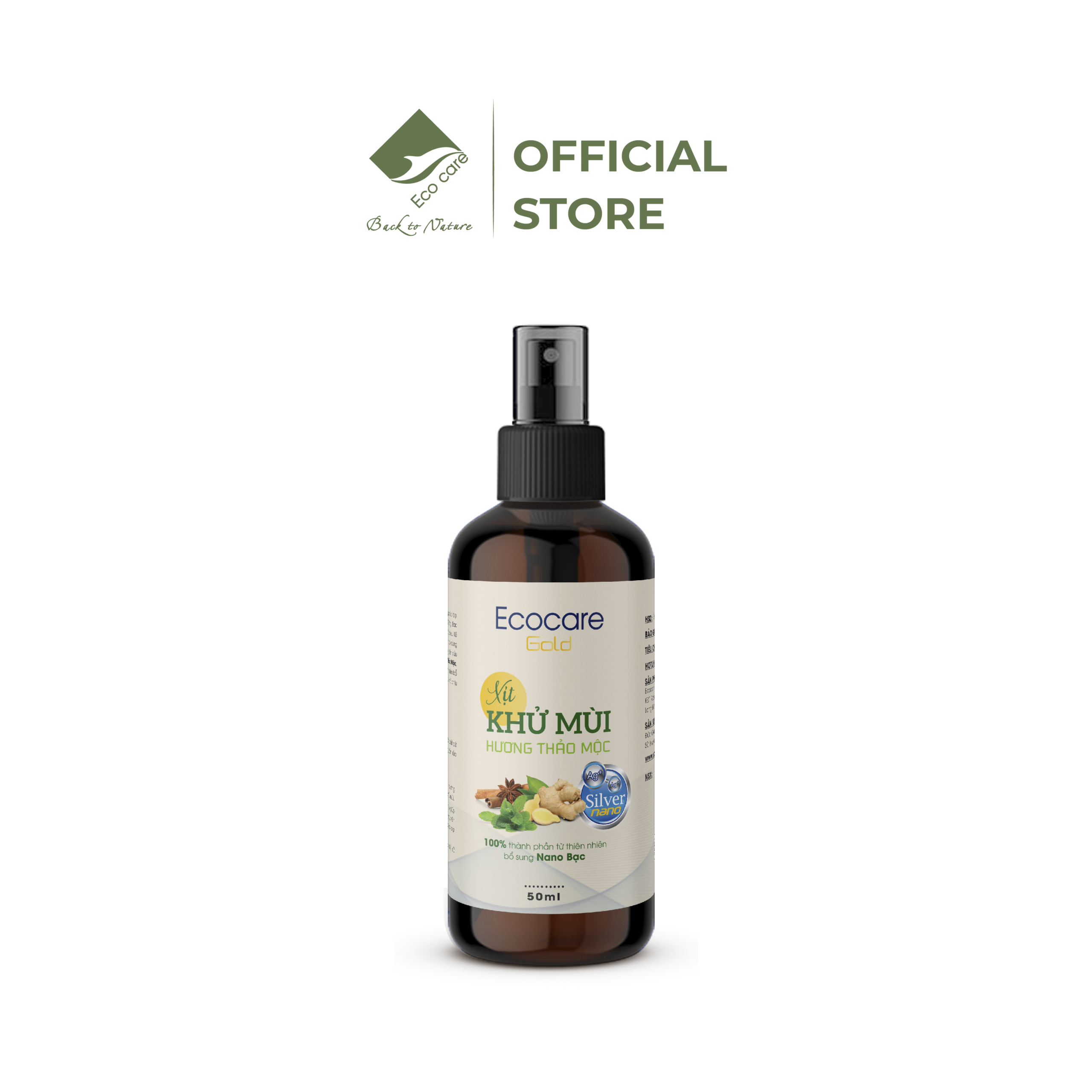 Xịt Khử Mùi Giày Dép ECOCARE 50ml Công Nghệ Nano Bạc, Khử Mùi Hôi Chân Hương Thảo Mộc Đã Qua Kiểm Định