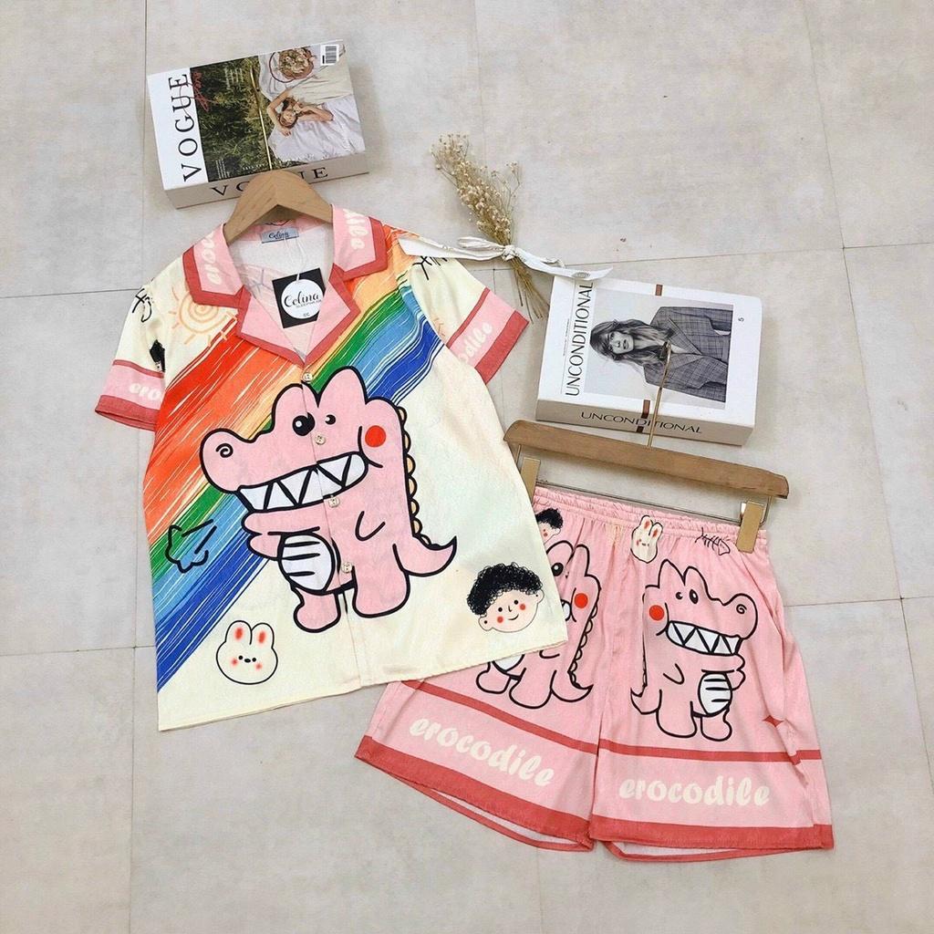Lụa xước ánh kim bộ đồ ngủ áo cộc quần đùi nhiều mẫu siêu hot HHC Store