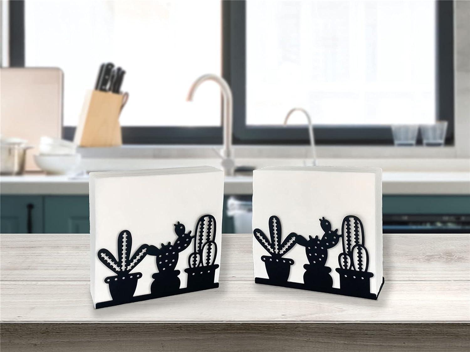 2 PC Napkin Chủ sở hữu cho bàn, Black Farmhouse Kitchen Cocktail Ăn uống Napkin Chủ