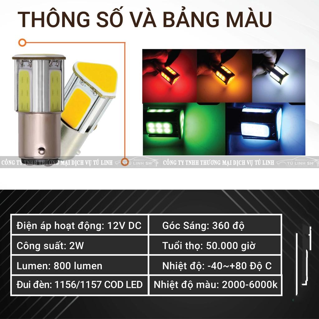 Đèn LED đui 1156( BA15S, P21W ), 1157 S25 12V COB 4 mặt cho đèn hậu, đèn phanh, đèn lùi, đèn xi nhan ô tô xe máy