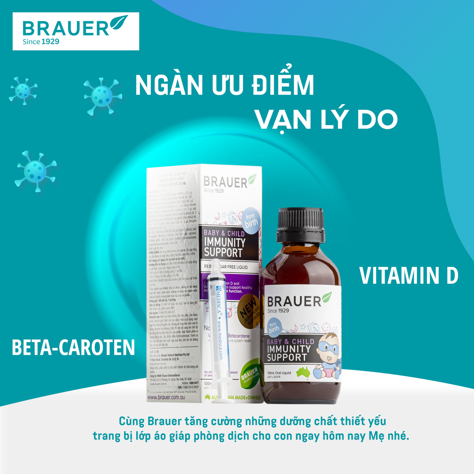Vitamin tổng hợp hỗ trợ miễn dịch Immunity Support Brauer Giúp bé phát triển khỏe mạnh - Massel Official