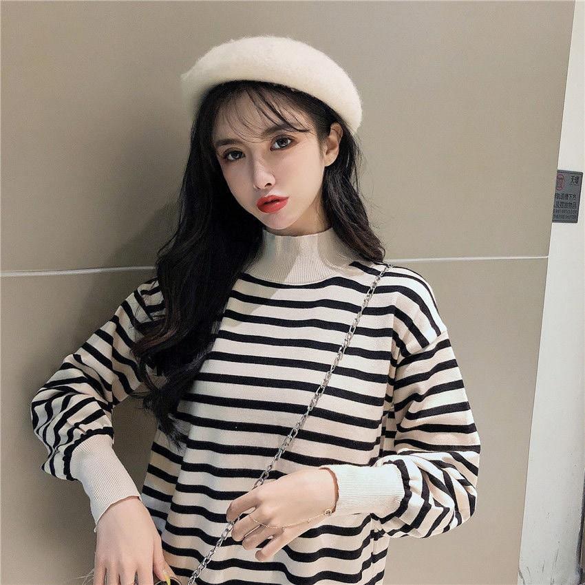 Váy Len Bầu Thu Đông Dáng Dài Họa Tiết Kẻ Cổ 3p Hàng Quảng Châu Phong Cách Ulzzang Hàn Quốc HD4815 Honey Mommy