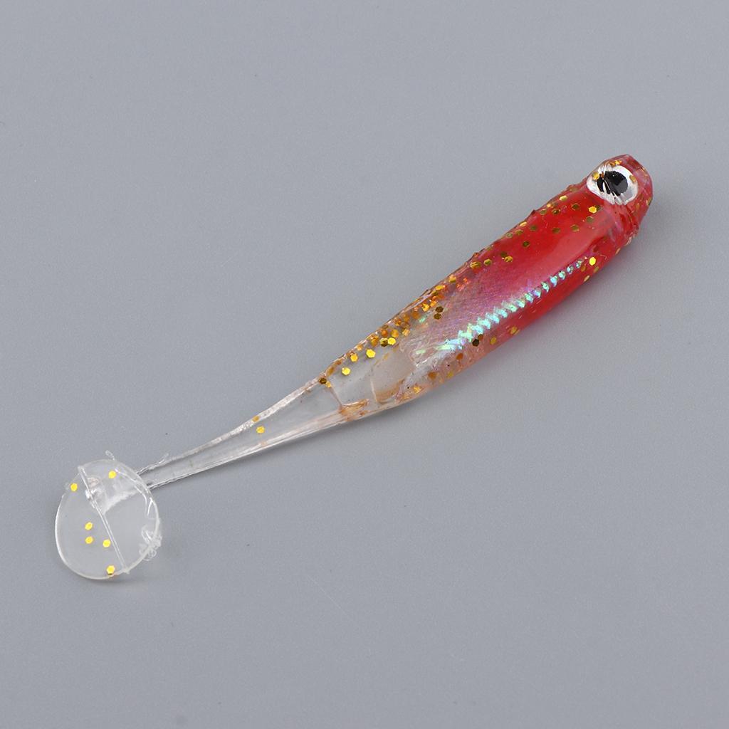 5Pcs Soft Fishing Lures Shad Baits T Tail Swimbait 3D Lifelike Eyes Artificial Bait with Shining Sequins
