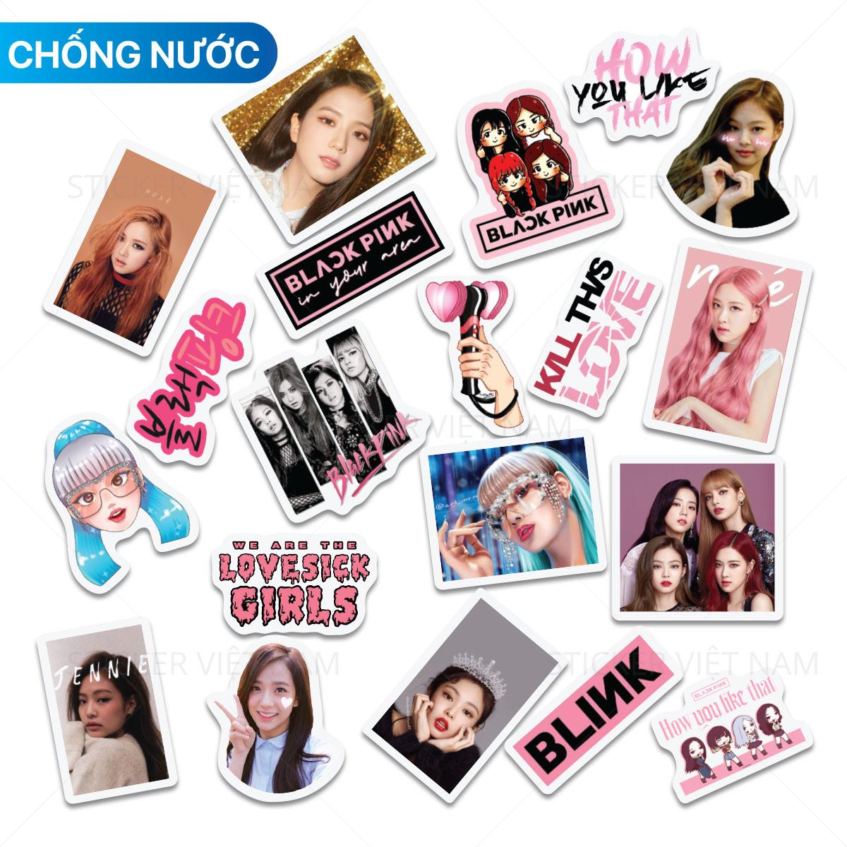 Sticker BLACKPINK Jennie Lisa Rose Jisoo Blink Ngẫu Nhiên Chất Lượng Cao Chống Nước