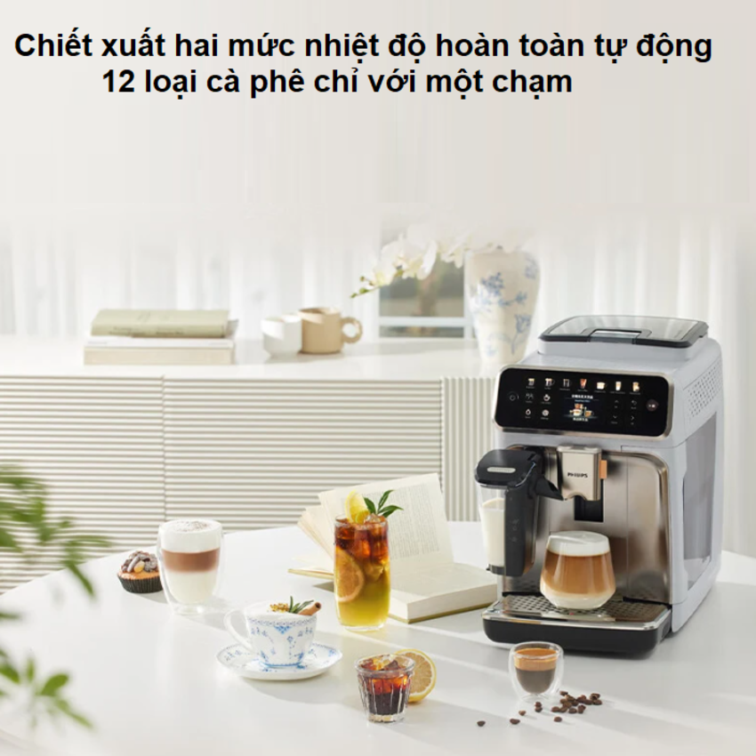 HÀNG CHÍNH HÃNG - Máy pha cà phê tự động Serial 5200 pha 12 loại đồ uống khác nhau. Thương hiệu Hà Lan cao cấp Philips - EP5242/62
