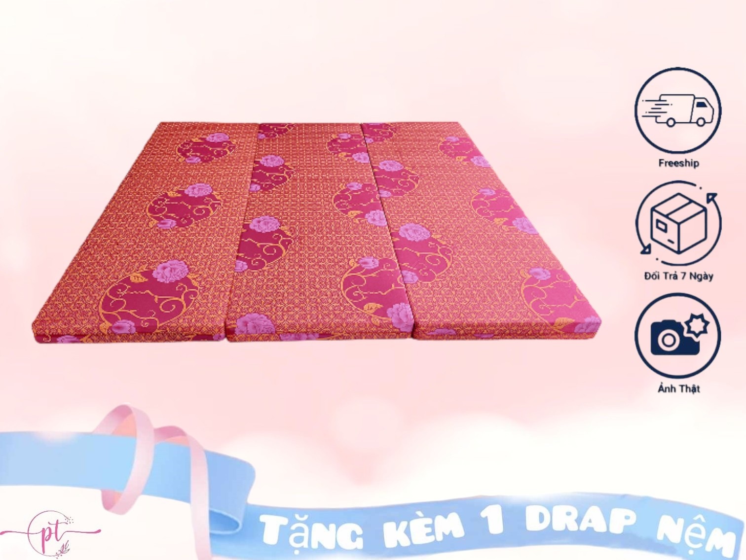 Nệm Bông Ép Cao Cấp Gấp 3 Dày 5cm Đủ Size ( Giao Màu Ngẫu Nhiên )