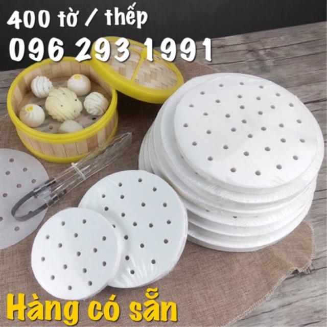 Giấy nến tròn đục lỗ set 100 tờ đến 400 tờ - dùng lót Xửng hấp và Nồi chiên không dầu