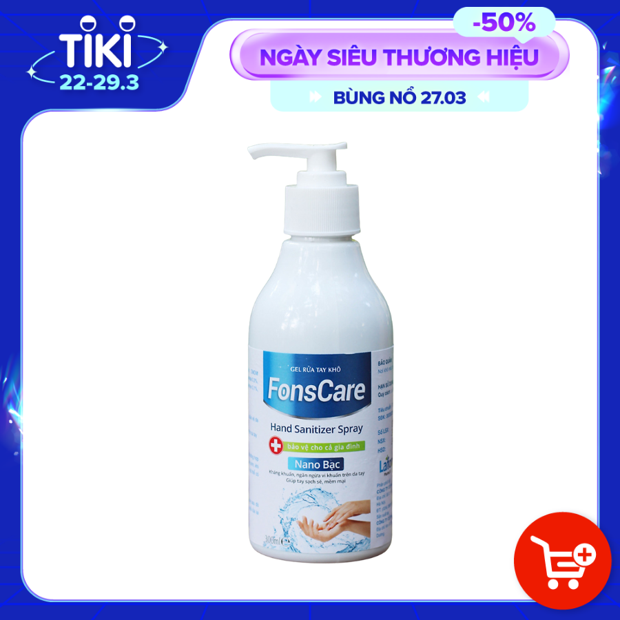 Gel rửa tay khô sát khuẩn nhanh với Nano Bạc Fons Care 300ml