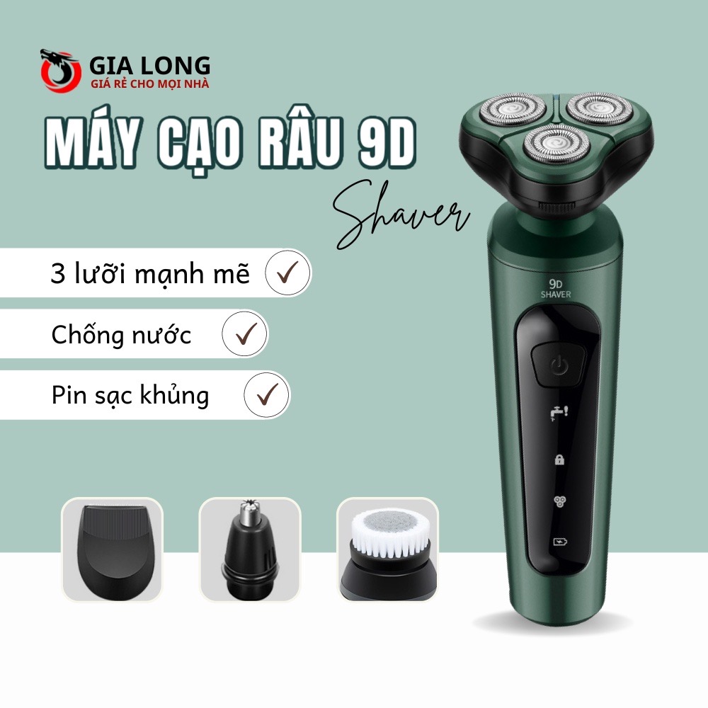 ￼Máy Cạo Râu 9D 4 in 1 SHAVER Kèm 6 Phụ Kiện Cao Cấp, 3 Lưỡi Mini Siêu Bền, Lưỡi Xoay Đa Chiều, Bảo Hành 12 Tháng