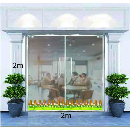 Decal Dán Tường Trang Trí Tết Chân Hàng Rào Cỏ