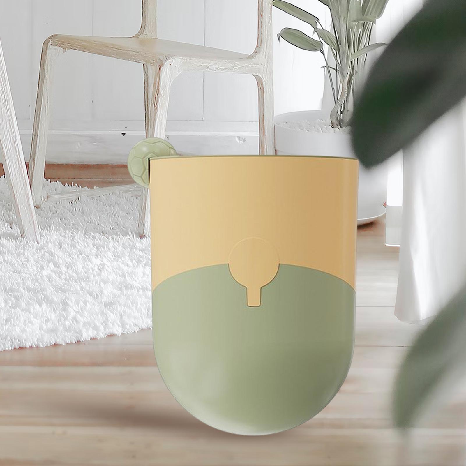 Round Wastebasket Bicolor 8L Garbage Bucket for Cars Patio Bathroom Yellow