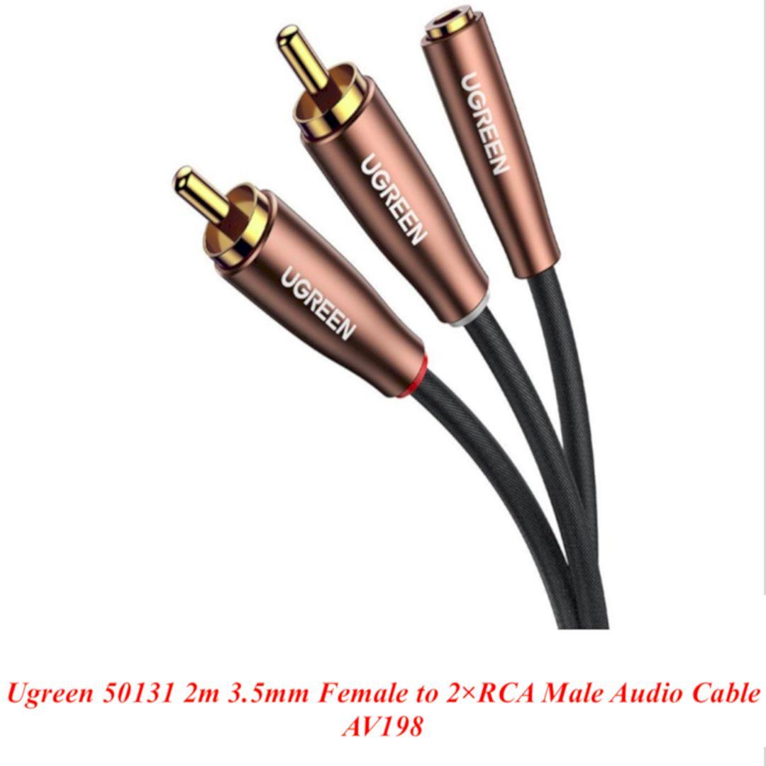 Ugreen UG50131AV198TK 2M Màu Đen Cáp chuyển âm thanh 3.5mm sang 2 cổng RCA dương - HÀNG CHÍNH HÃNG