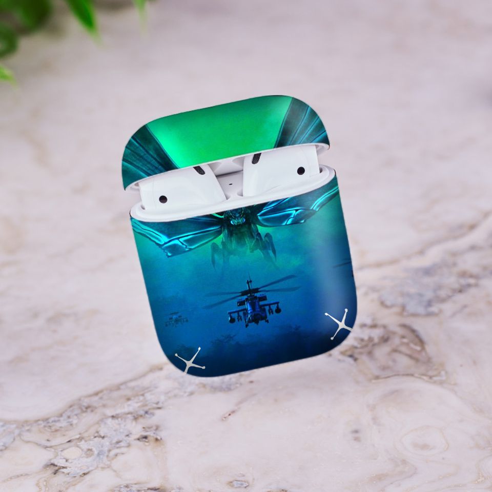 Miếng dán skin chống bẩn cho tai nghe AirPods in hình Godzilla - Godz002 (bản không dây 1 và 2)