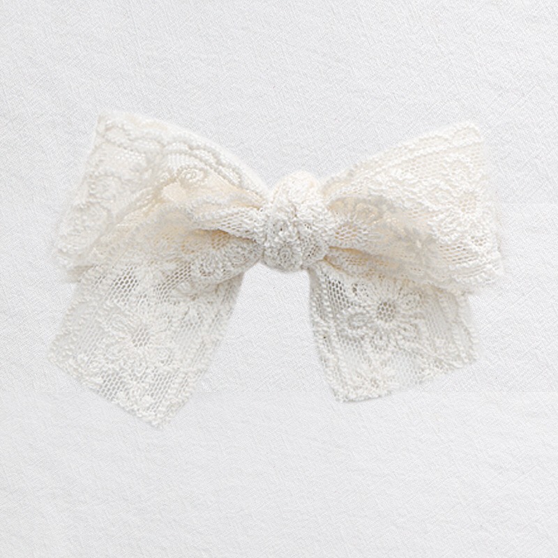 Băng Đô Nơ Ren Mini Trắng Xinh Xắn Cho Bé