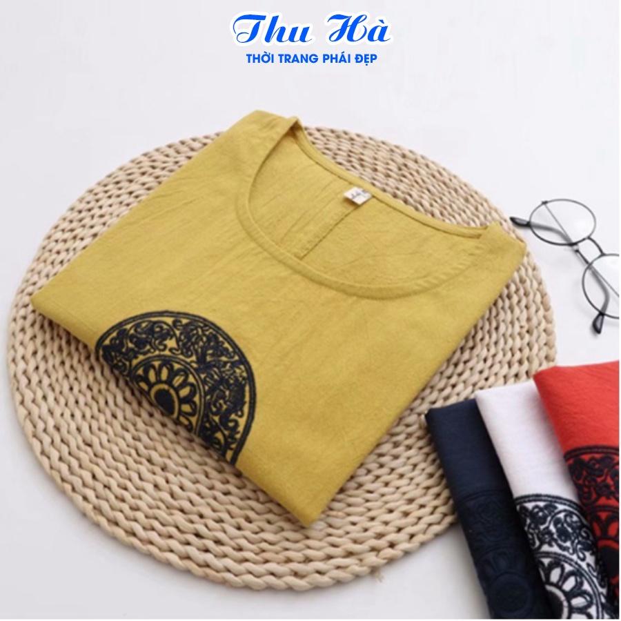 Áo sát nách nữ cổ tròn Thu Hà chất liệu đũi mềm nhẹ thoáng mát, form vừa xinh AKH.53