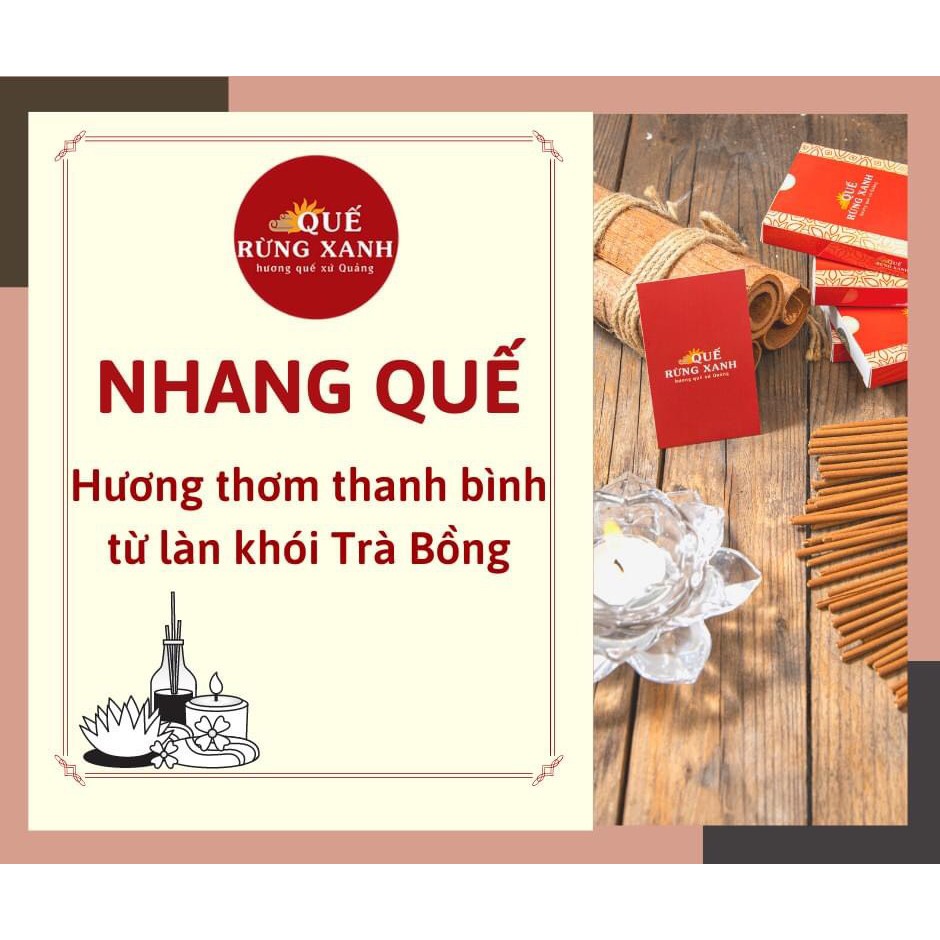 Nhang 34cm thảo mộc hương quế cao cấp 180 nén/hộp Quế Rừng Xanh 100% nguyên chất từ quế rừng Trà Bồng giúp thư thái tinh thần, an toàn sức khỏe - HÀNG CHÍNH HÃNG