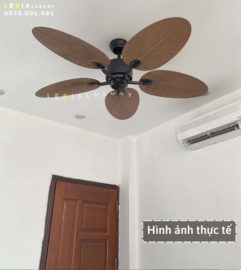 Quạt trần phong cách Đông Dương| Quạt trần Indochine style LGFAN659 | Quạt trần cánh gỗ trang trí phòng ngủ chung cư homestay {Hàng Chính Hãng