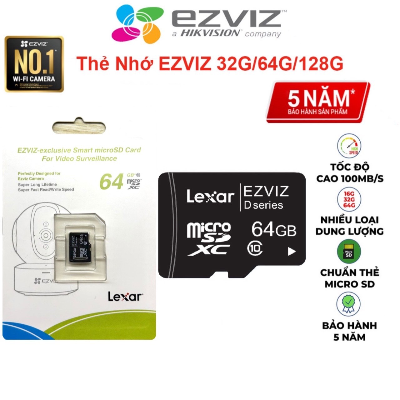 Thẻ Nhớ EZVIZ x Lexar Class 10 UHS-I 64GB - Hàng Chính Hãng