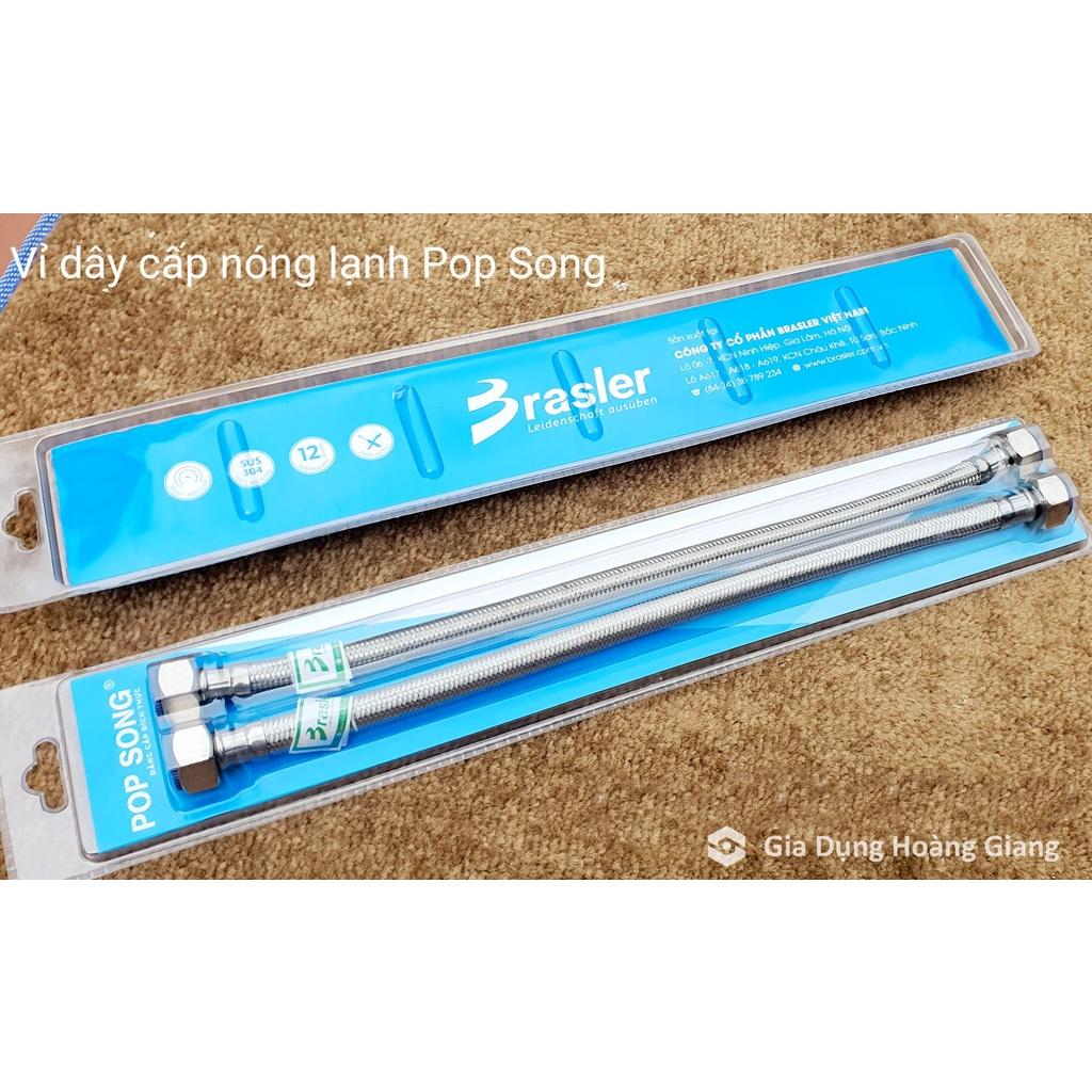 Dây cấp nước nóng lạnh inox 304 chính hãng Brasler lắp đặt cho bình nóng lạnh, bồn cầu, chậu rửa mặt