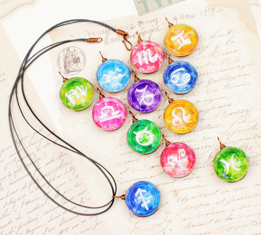 Dây chuyền 12 cung hoàng đạo Zodiac màu sắc tươi sáng siêu đẹp cho nữ 06647-DC0014