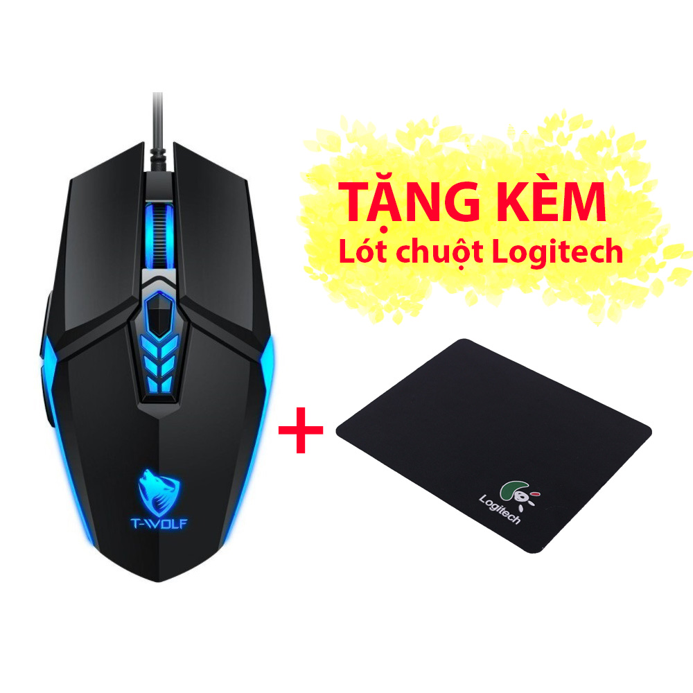 Chuột dây Gaming JVJ T-Wolf G510 - Tặng kèm lót chuột - Hàng chính hãng