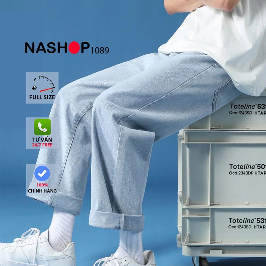 Quần jean bò ống rộng quần ống suông nam nữ unisex lưng cao cạp cao QT 220 Nashop1089
