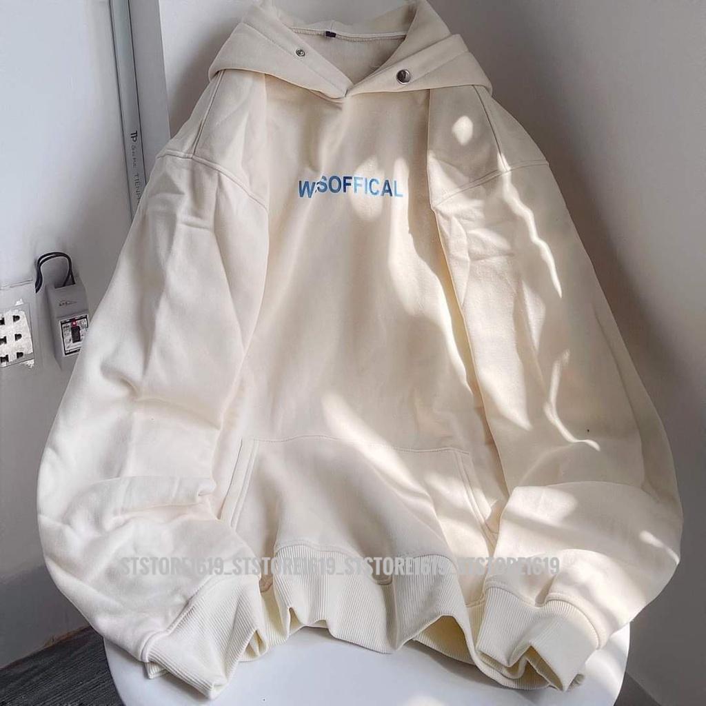 Áo Hoodie nỉ WZS màu kem unisex ảnh thật STSTore ( nam nữ mặc đều được)