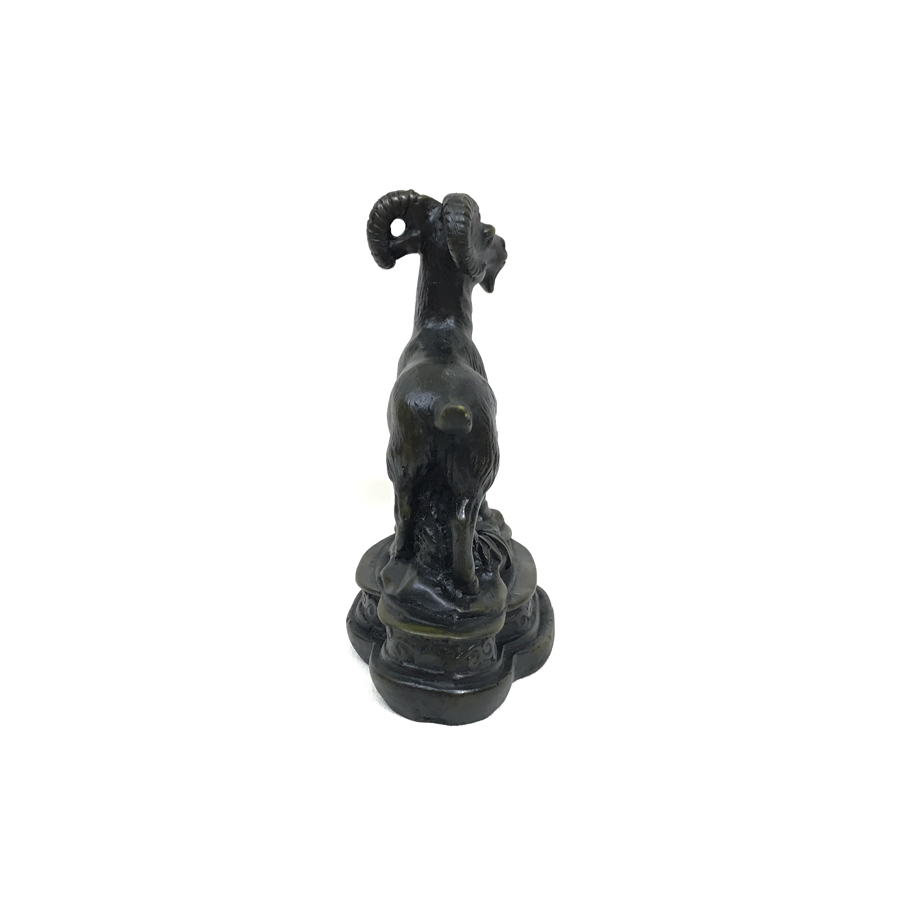 Tượng đá Dê phong thủy trang trí bàn làm việc mang may mắn tài lộc - Chiều cao 11cm - Màu nâu đen