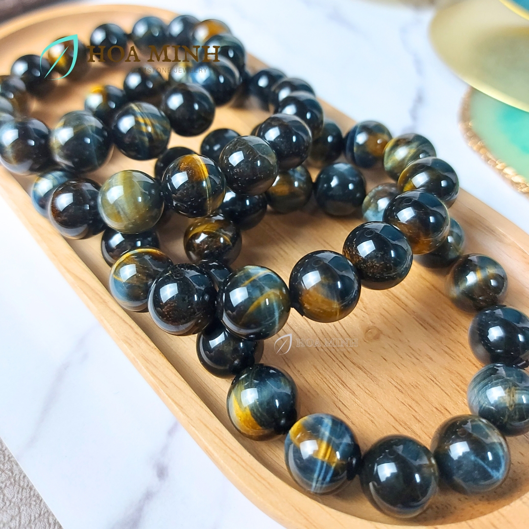 Vòng tay đá Mắt Hổ size 14 li kiểu mắt đại bàng 5A VIP tự nhiên không kén mệnh, phong cách bản lĩnh chững chạc vòng tay nam