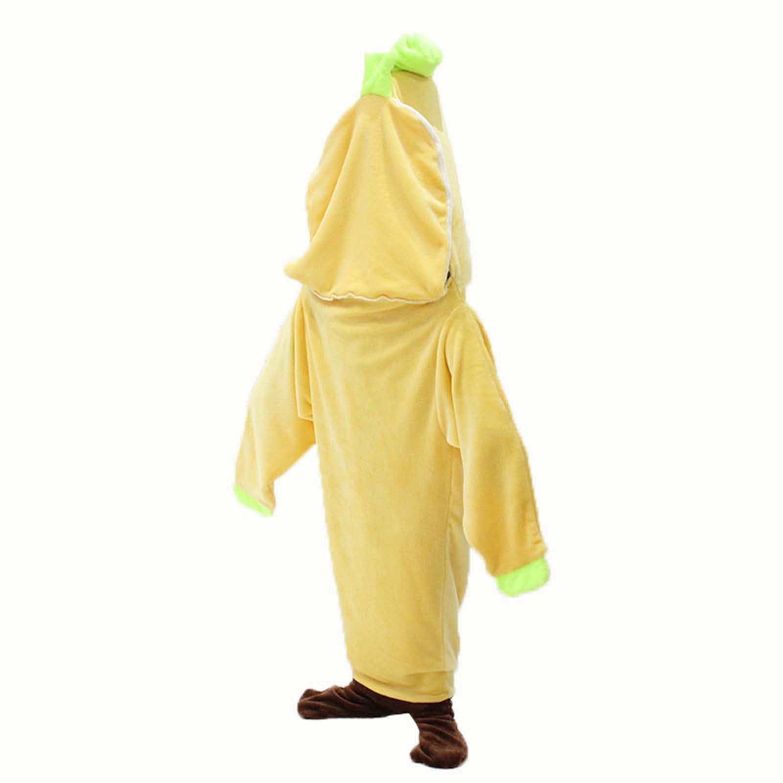 Wearable Banana Blanket Hooded Blanket Jumpsuit Halloween Fruit Sleeping Bag