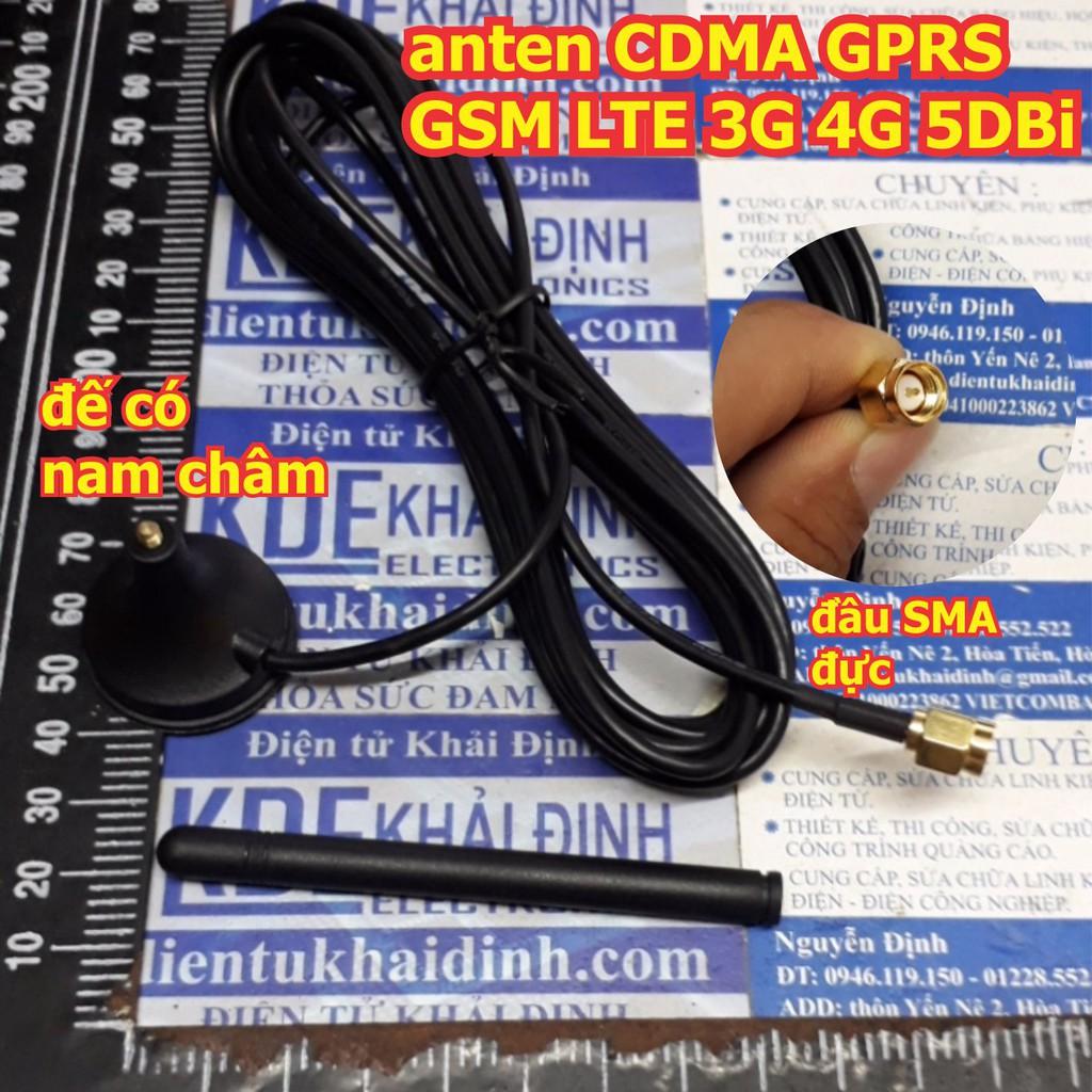 Anten nối dài CDMA GPRS GSM LTE 3G 4G 5DBi cao 11cm, dây dài 3m, đầu SMA đực kde6101