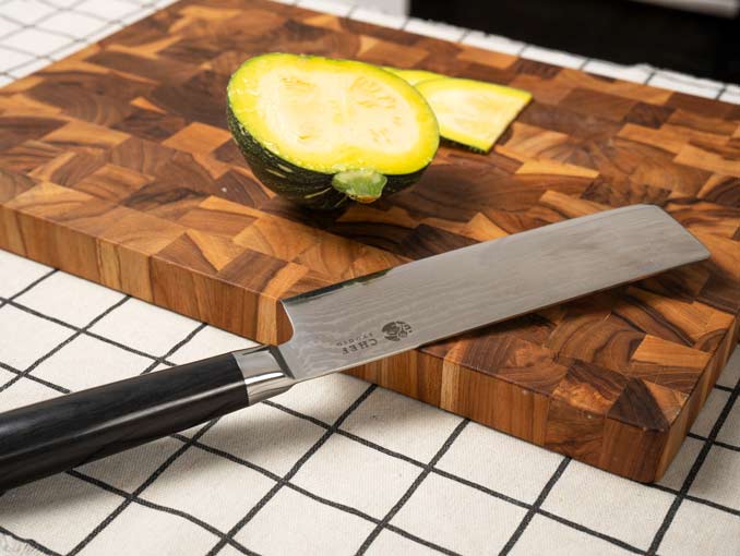 Dao Nakiri Chefstudio - Damascus Basic độ dài 17.3cm, chuyên dùng thái thịt cá, thái rau củ và gọt hoa quả