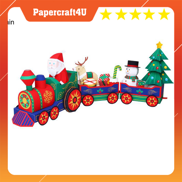 Mô hình giấy Lễ hội Giáng Sinh Ông già NOEL Christmas Train
