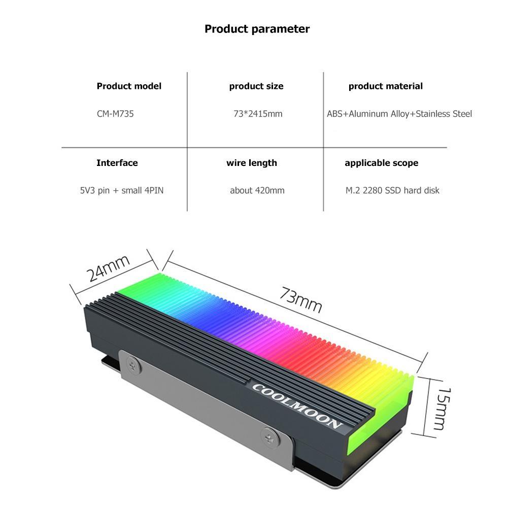 Quạt Tản Nhiệt Ổ Đĩa SSD H7 COOLMOON CM-M7S M.2 2280 ARGB