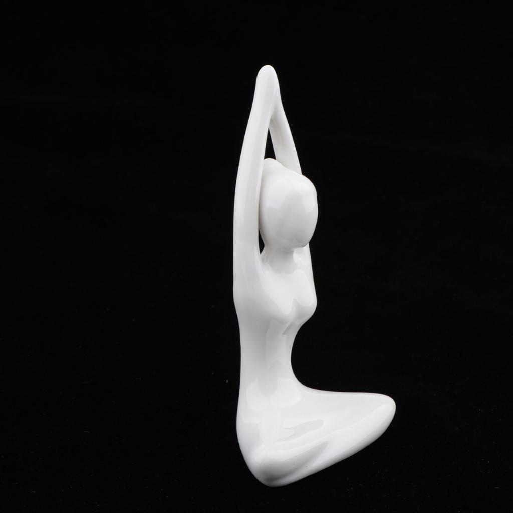 2X Ceramic Yoga Figure Ornament Statue Sculpture Zen Garden Desk Decor Style-01