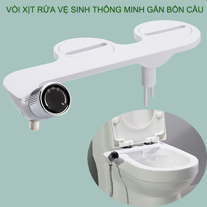 Vòi xịt nước vệ sinh thông minh gắn bồn cầu, loại 2 đầu xịt, kèm phụ kiện (X2T)