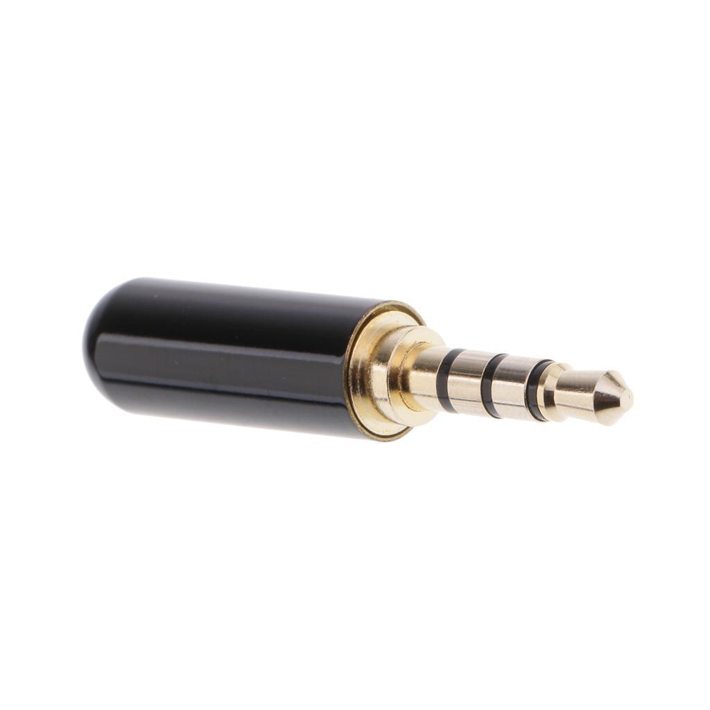 5Pcs 3.5mm 1/8'' TRRS 4 Pole Male Plug A/V Solder Connector Black