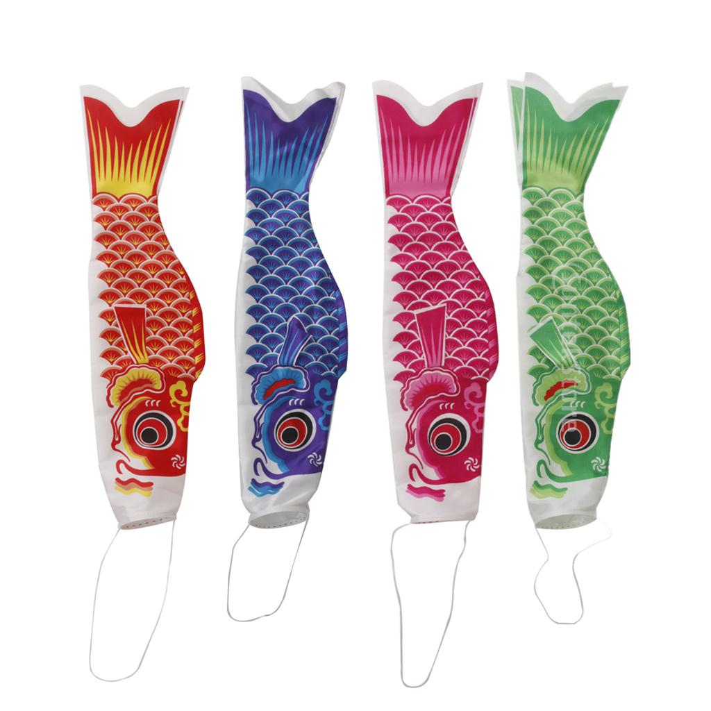 4 Pieces 55cm Japanese Windsock Carp Flag Koi Nobori Sailfish Wind Streamer