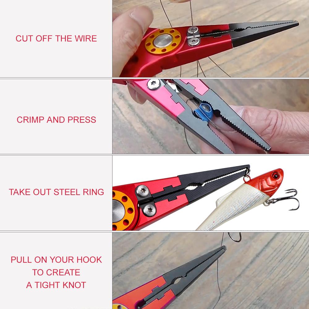 Aluminium Fishing Pliers Hook Remover Pliers Fish Holder Split Ring Tool Clip Clamp Line Cutter with Lanyard Storage Bag